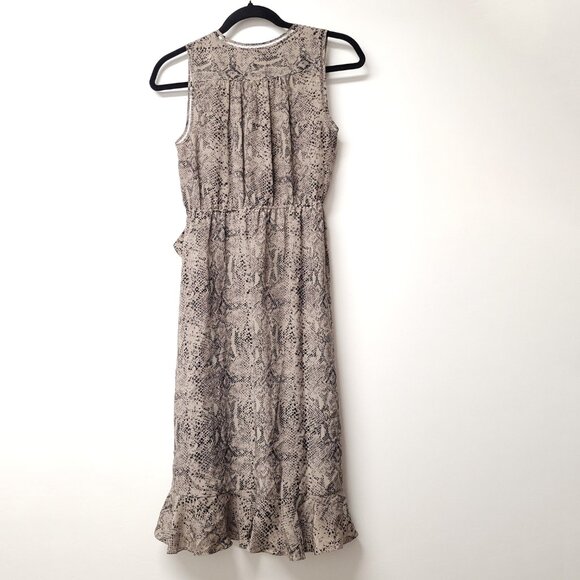 Rebecca Taylor Python Snake Skin Print Silk Wrap Ruffle Dress - Picture 2 of 9